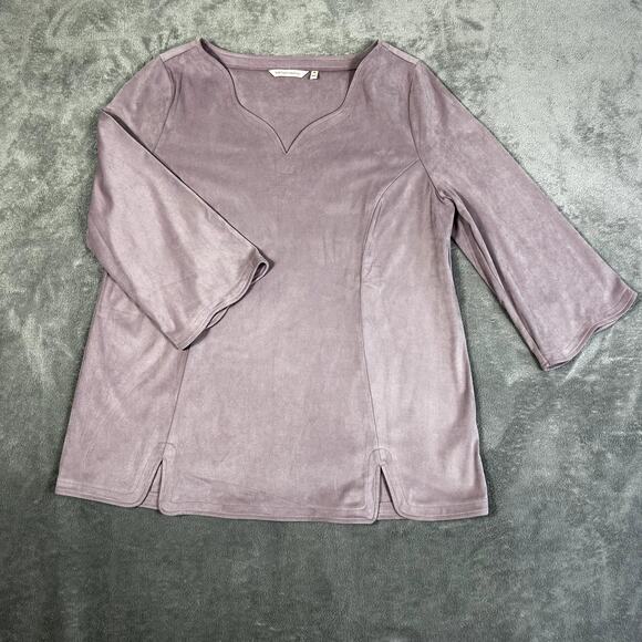 Soft Surroundings Women's XL Velvet Scallopped Top Mauve Minimalist Elegant - Picture 1 of 11
